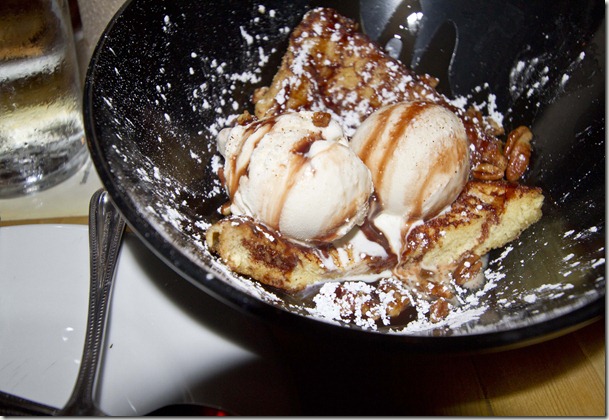 icecream on french toast in black bowl