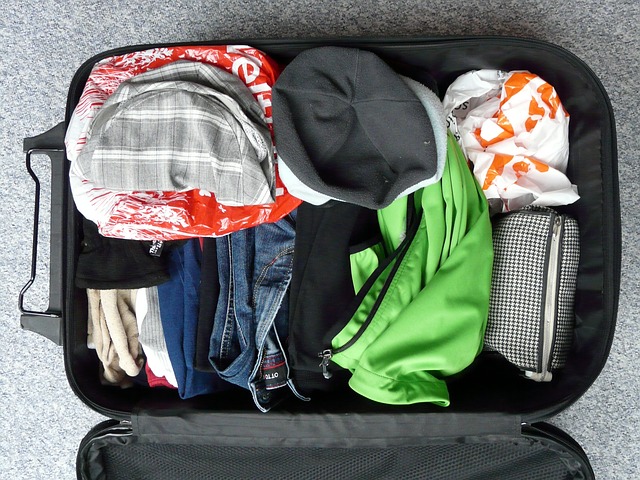 luggage with clothes