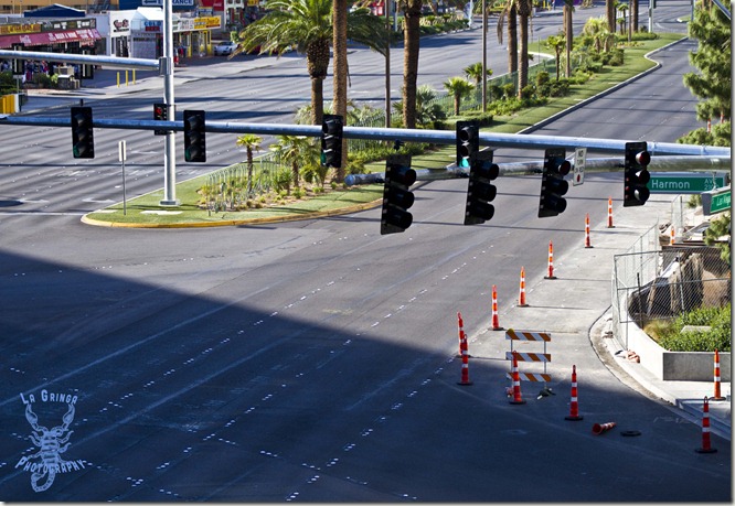 empty Strip intersection, empty street in Las Vegas