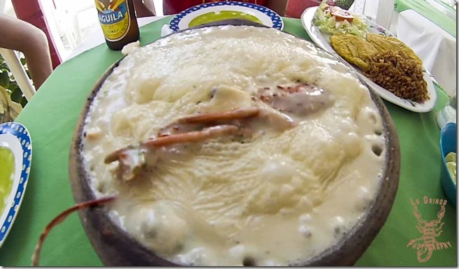 pot of hot fish stew, cazuela, thick fish stew with lobster