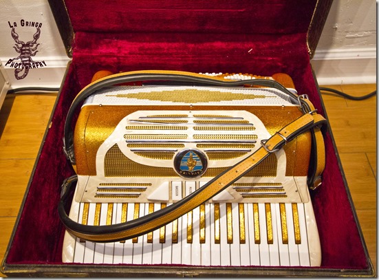 golden accordion, music equipment, vintage music 