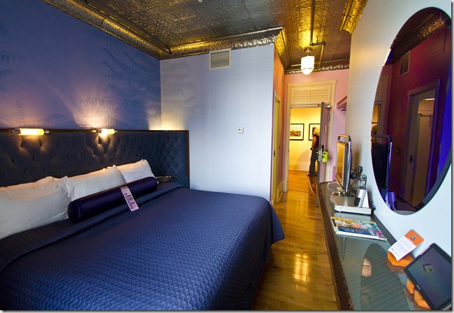 blue bedroom at the gladstone hotel , toronto, interior