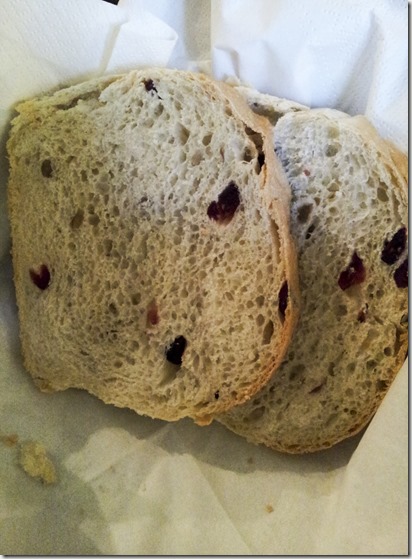 sliced cranberry bread