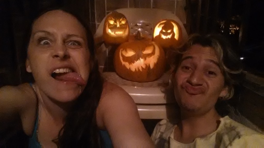 diego and i, pumpkin carving, halloween