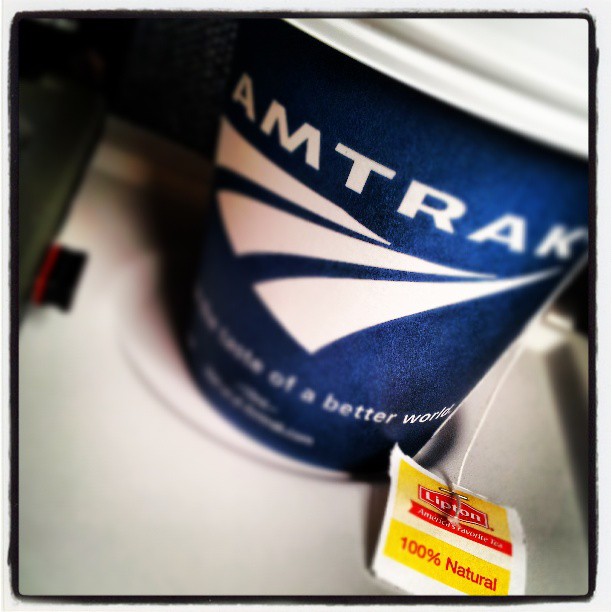 amtrak, tea, tea cup on amtrak train, 
